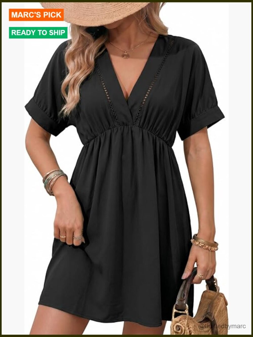 Hollow Out V Neck Short Sleeve Swim Cover Up Dress